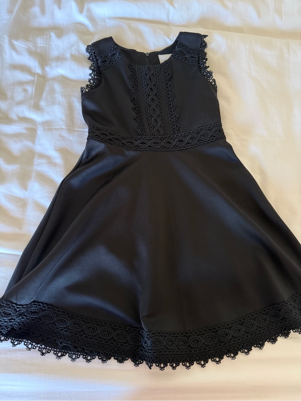 Rare Editions Black Lace Trim Skirt Dress